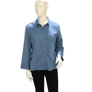 Old Navy Perfect Fit Stretch Blue Button Front Shirt XL Y2K